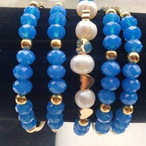 Set of 5 bracelets glass with river pearl